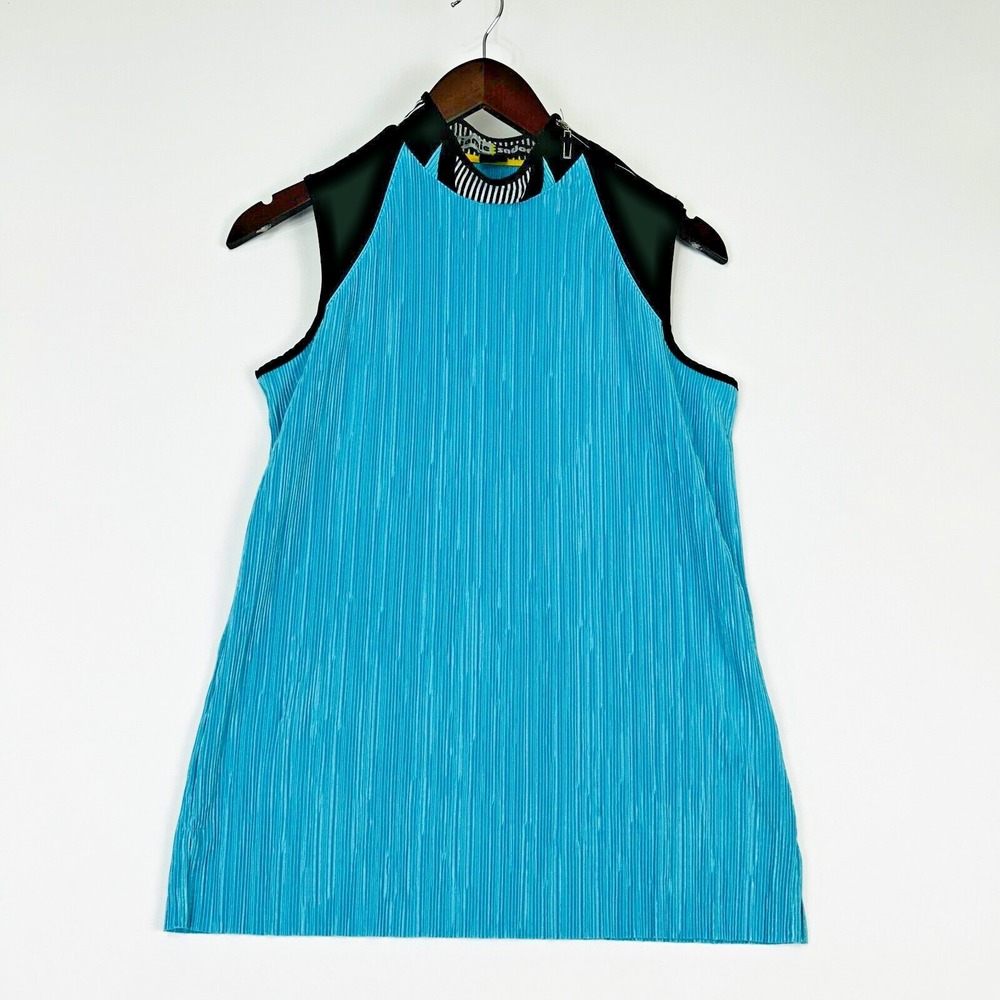 Jamie Sadock Athletic Golf Top‎ S Sleeveless Crinkle Tank Zip Shoulder High Neck